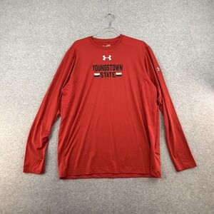 Youngstown State Shirt Mens XL Red Loose Heatgear Long Sleeve Tee YSU PENGUINS